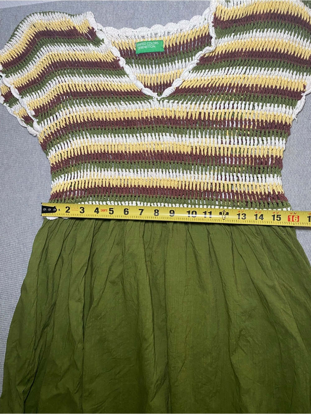 United Colors Of Benetton Crochet Knit Bodice Dress M Indie Boho - Picture 6 of 10
